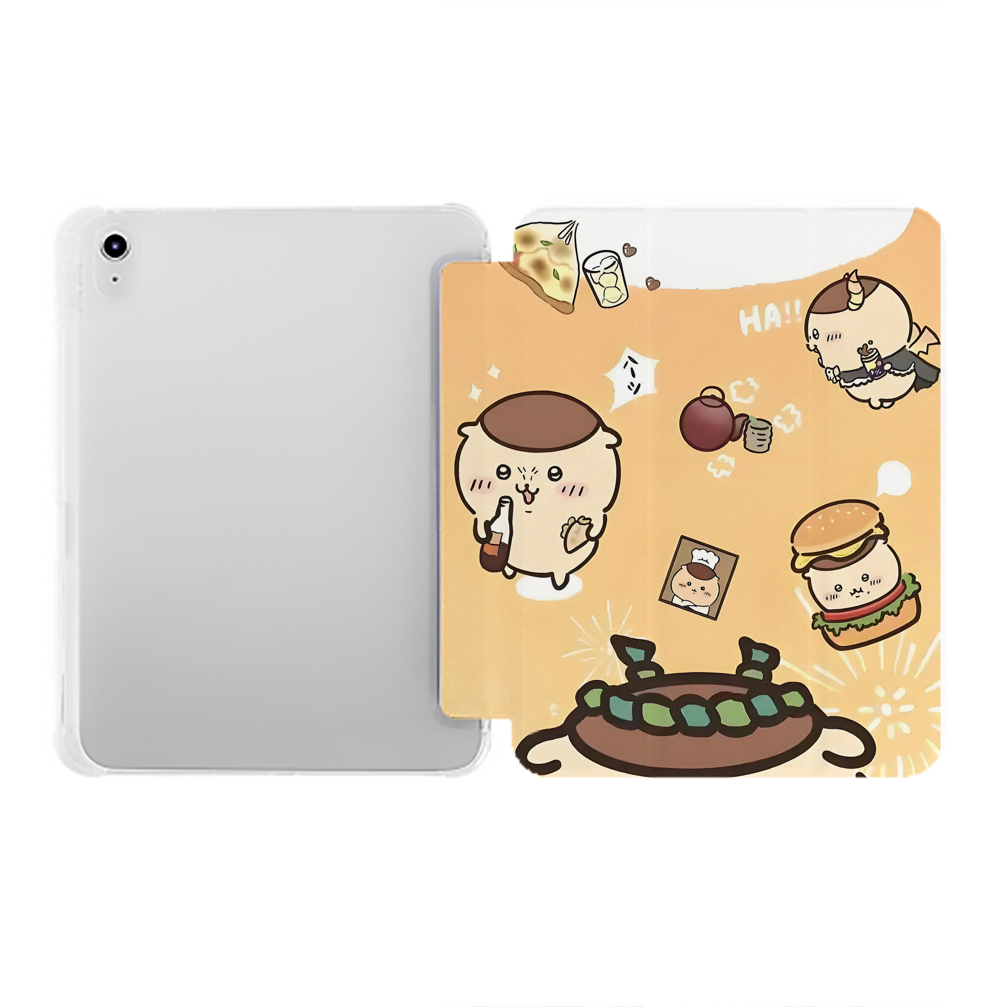 （画像用） ちいかわ Chii-kawa IPad ケース ペン収納付き 三つ折りスタンド PUレザー×シリコン 対応機種9.5/10.5/10.9インチ